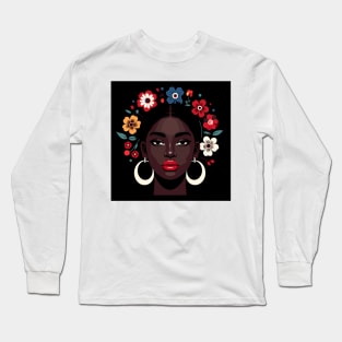 Afrocentric Woman Flowers Long Sleeve T-Shirt